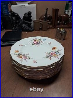 10 ROYAL CROWN DERBY DERBY POSIES DINNER PLATES 10.5 GOLD RIMS Euc+ Bin Aaa