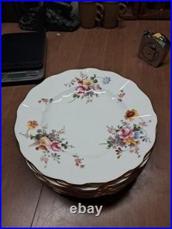 10 ROYAL CROWN DERBY DERBY POSIES DINNER PLATES 10.5 GOLD RIMS Euc+ Bin Aaa