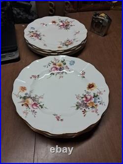 10 ROYAL CROWN DERBY DERBY POSIES DINNER PLATES 10.5 GOLD RIMS Euc+ Bin Aaa