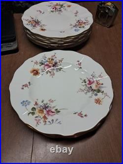 10 ROYAL CROWN DERBY DERBY POSIES DINNER PLATES 10.5 GOLD RIMS Euc+ Bin Aaa