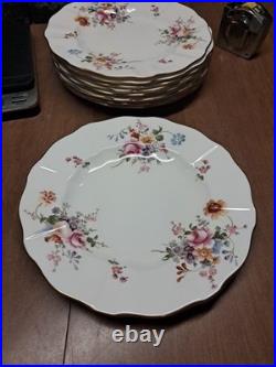 10 ROYAL CROWN DERBY DERBY POSIES DINNER PLATES 10.5 GOLD RIMS Euc+ Bin Aaa