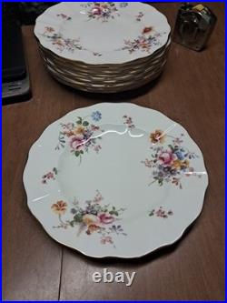 10 ROYAL CROWN DERBY DERBY POSIES DINNER PLATES 10.5 GOLD RIMS Euc+ Bin Aaa