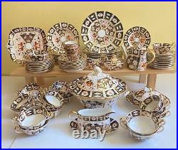 107pcs Royal Crown Derby traditional Imari 2451 dinner, coffee/tea service for 12