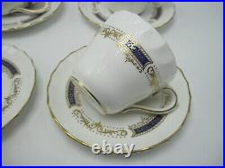 11 Pc. Lot Royal Crown Derby Cobalt Gold Floral Demitasse 5 Cups & 6 Saucers