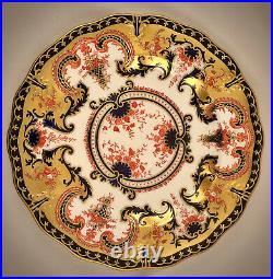 11 Royal Crown Derby Luncheon Plates, Heavily Gilded