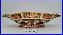 11 inch Royal Crown Derby Old Imari 1128 Handled & Footed Oval Dish / Basket