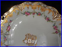 12 Antique Royal Crown Derby Raised Gold Encrusted Rose Swags Luncheon Plate 10