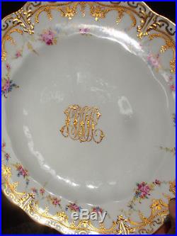 12 Antique Royal Crown Derby Raised Gold Encrusted Rose Swags Luncheon Plate 10