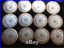 12 Antique Royal Crown Derby Raised Gold Encrusted Rose Swags Luncheon Plate 10