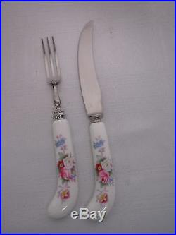 12 Pcs Vtg Royal Crown Derby Posies Porcelain Handle Dessert Forks Knives Mib