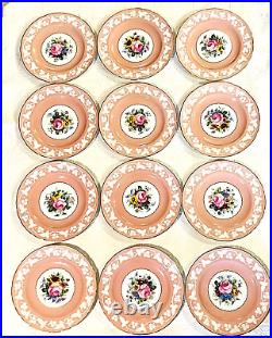 12 Royal Crown Derby Pate Sur Pate Porcelain Dinner Plates Kendal Pink Rose