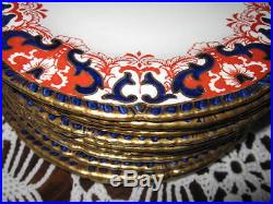 12 Royal Crown Derby RARE Pattern 5121 Red Cobalt Blue Gold Imari Plates WOW