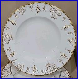 (12) Royal Crown Derby''vine-gold'' Dinner Plates 10 1/4 Gorgeous England