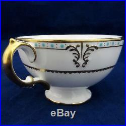 12 Vintage English Royal CROWN DERBY Tea CUP Cups Set Twelve ELIZABETH Blue only