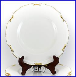 12pc Royal Crown Derby Bone China Regency Pattern dinner plates, Gilt, scalloped
