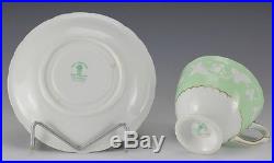 12pc Royal Crown Derby Kendal Celadon Footed Tea Cups and Saucers. Green White