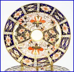 12pc. Set of 1925 Royal Crown Derby Imari Bread & Butter Plates Gilt & Floral