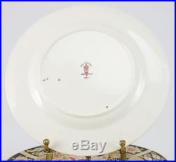 12pc. Set of 1925 Royal Crown Derby Imari Bread & Butter Plates Gilt & Floral