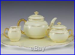 12pc set Royal Crown Derby Tea Service tray, pot, pitcher, cups, saucers, bowl