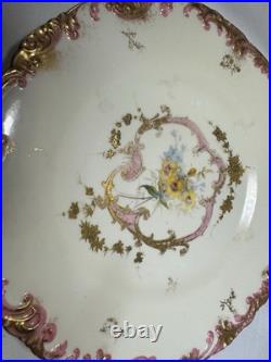 (13) Antique Royal Crown Derby Pink & Gold Hand-Painted Rococo 8.5 Inch PLATES