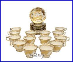 14 Royal Crown Derby Porcelain Cup & Saucers in Gold Aves