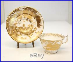 14 Royal Crown Derby Porcelain Cup & Saucers in Gold Aves