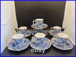 14 pieces RoyalCrownDerby peacock blue demitasse cup and saucer set