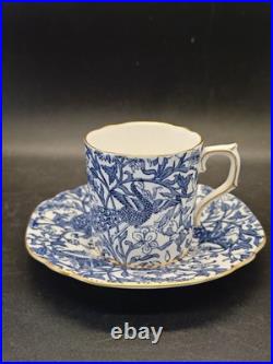14 pieces RoyalCrownDerby peacock blue demitasse cup and saucer set