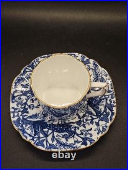 14 pieces RoyalCrownDerby peacock blue demitasse cup and saucer set