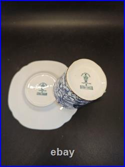 14 pieces RoyalCrownDerby peacock blue demitasse cup and saucer set