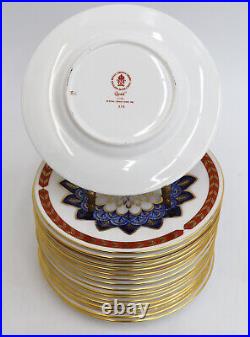 18 Royal Crown Derby England Porcelain Bread and Butter Plates in Quail, 20th C