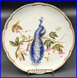 1882 Royal Crown Derby Peacock Plate Plate With Flowers & Gold Detail 9 1/4