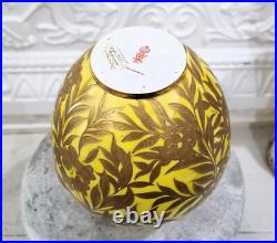 1884 Royal Crown Derby Canary Yellow Gold Gilt Vase Butterfly Leaves Victorian