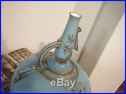 1890s AESTHETIC TURQUOISE BLUE ROYAL CROWN DERBY ONE HANDLED VASE GOLD FLORALS
