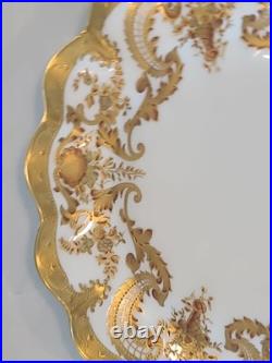 1891 Marked Royal Crown Derby Fluted Salad Desert Plate Gold Enlay Very Rare