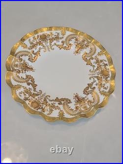 1891 Marked Royal Crown Derby Fluted Salad Desert Plate Gold Enlay Very Rare