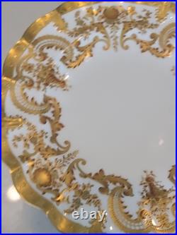 1891 Marked Royal Crown Derby Fluted Salad Desert Plate Gold Enlay Very Rare