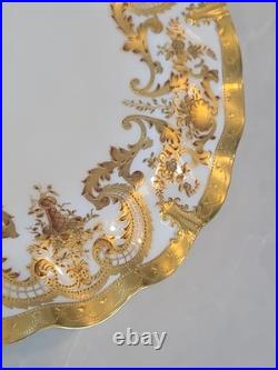 1891 Marked Royal Crown Derby Fluted Salad Desert Plate Gold Enlay Very Rare