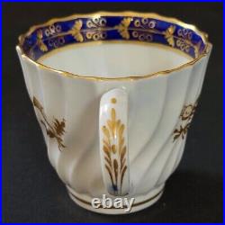 18th C. Antique Royal Crown Derby Tea Coffee Cup Thistle Motif & Saucer Marriage