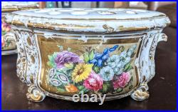18thc Bloor Derby Porcelain Bough Pots Royal Crown Derby Thomas Steel Restored