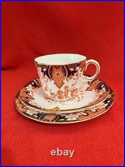 1906 Royal Crown Derby fluted coffee demitasse trio, pattern #2412