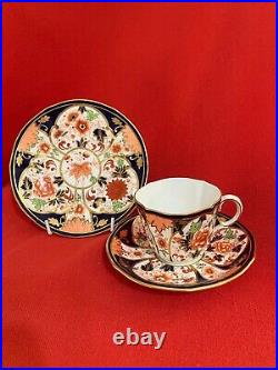 1910-11 Royal Crown Derby fluted coffee trio, Imari pattern #6041, set #2