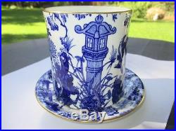 1918 Mikado Royal Crown Derby Htf Honey Jar Condensed Milk Can Holder & Plate