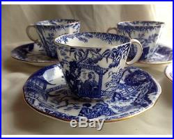 1937 Set of 4 Royal Crown Derby Mikado Tea Cups and Saucers