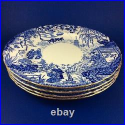 1939 Royal Crown Derby Blue Mikado Bone China 10.25 Dinner Plates Set Of 4