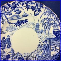 1939 Royal Crown Derby Blue Mikado Bone China 10.25 Dinner Plates Set Of 4