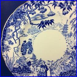 1939 Royal Crown Derby Blue Mikado Bone China 10.25 Dinner Plates Set Of 4