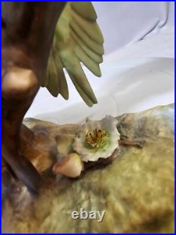 1940's royal crown derby parakeets Budgerigar birds on a branch w Flowers- READ