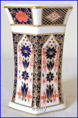 1981 Vintage Royal Crown Derby Imari 1128 Hexagonal Vase 1981 Vintage Royal Crown Derby Imari 1128 Hexagonal Vase