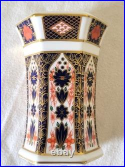 1981 Vintage Royal Crown Derby Imari 1128 Hexagonal Vase